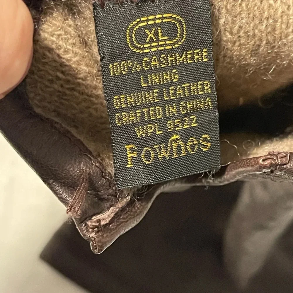 Fownes | Brown Genuine Leather Cashmere Lined Gloves Size XL